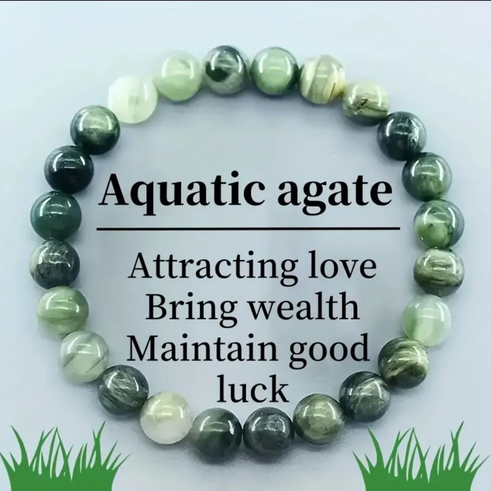4/$20 #61 Aquatic Green Agate Beaded Bracelet